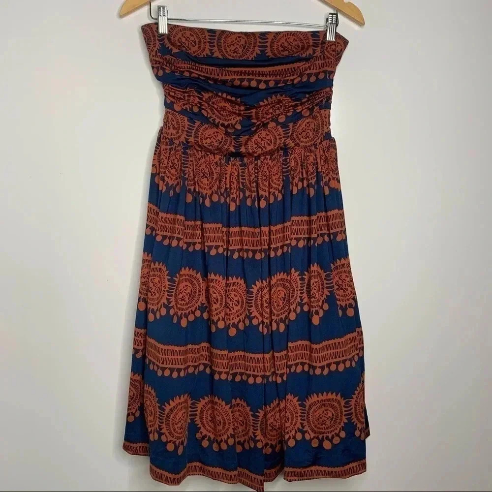 Anthropologie Girls From Savoy Oxidized Medallions Strapless Tulle Dress Size XS - Picture 2 of 12